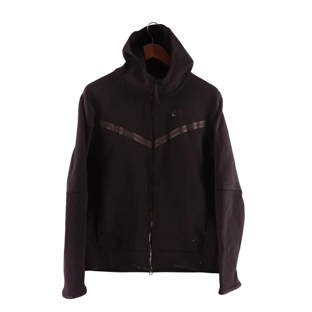 Nike Tech Mens Small Fleece Windrunner Full Zip Hoodie Black 928483-010